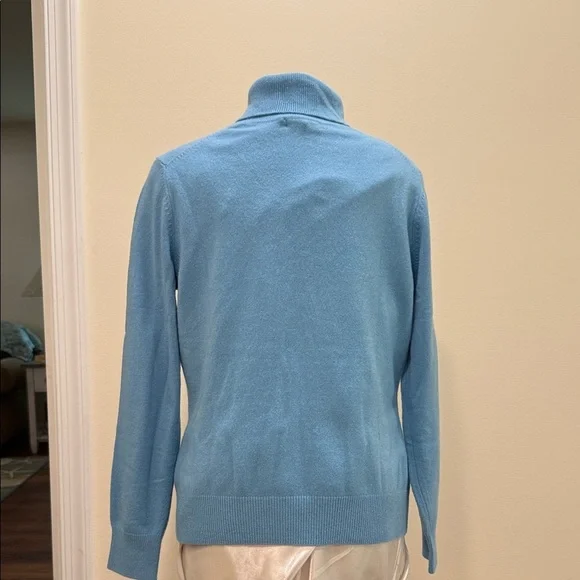 *Lands' End 100% Cashmere Women's Sky Blue Turtleneck Sweater (sz M/P) - Picture 3 of 5